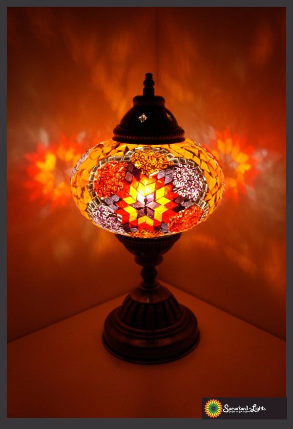 Tischlampe L /Orange-Lila Stern / (Art: L-015)