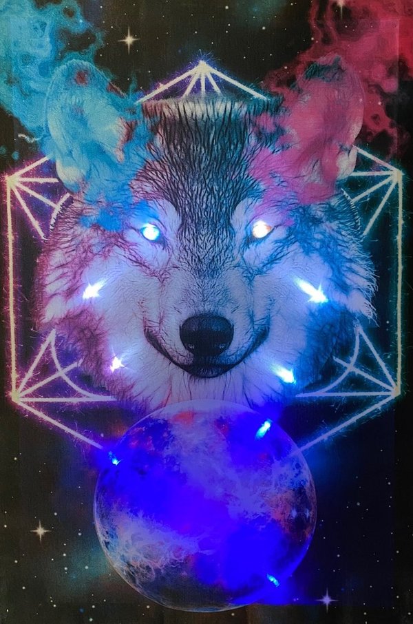 LED - Bild / Wolf - Bunt (Art: L-051)