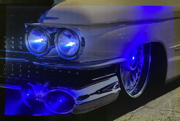 LED - Bild / US Car / Classic / White-Blue (Art: L-054)