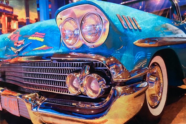 LED - Bild / Old Car / Blue / Color (Art: L-089)