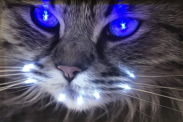 LED - Bild / Katze - Blau (Art: L-100)