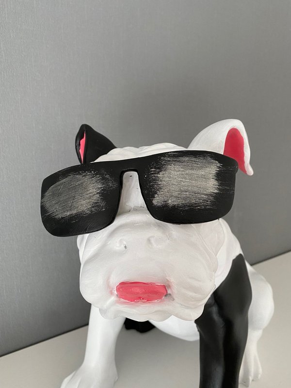 Skulptur / Bulldogge - Black - White (Art: SK-032)