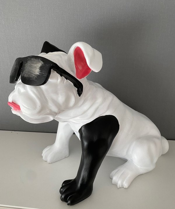 Skulptur / Bulldogge - Black - White (Art: SK-032)