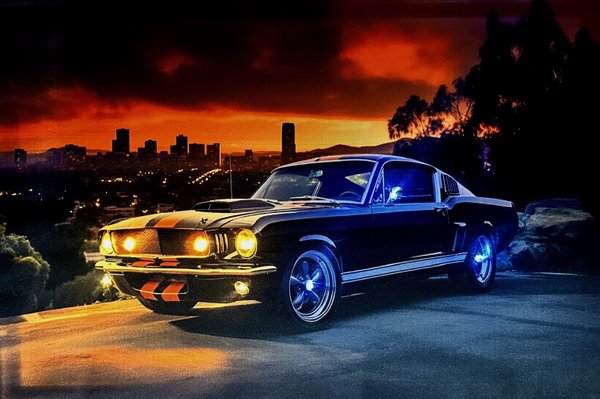 LED - Bild / US Car / Black / Mustang (Art: L-119)